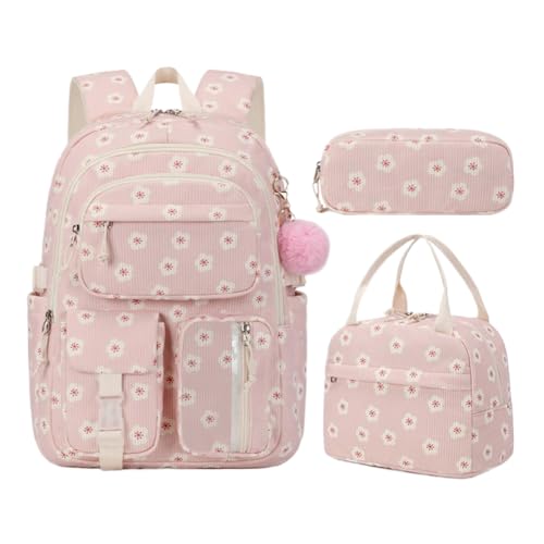 AMZLORD 3pcs Strawberry Cute Girl Rucksäcke mit Lunch -Taschen -Bleistiftkoffer for Teenager -Mädchen von AMZLORD