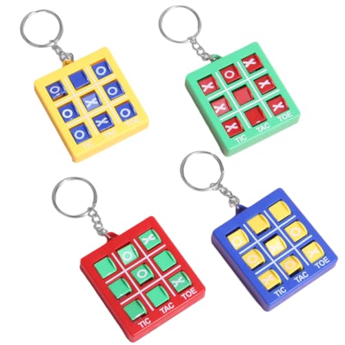 AMZLORD 4 Teile/satz Kleine Klassische Spielspielzeuge mit Schlüsselring Mini Tic Tac Toe Schlüsselanhänger Bunte Tragbare Geburtstagsfeier Geschenk for Kinder von AMZLORD