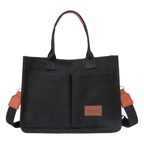 AMZLORD Canvas-Umhängetasche Mehrfach-Taschen-Arbeitsbeutel Tasche for Frauen Pendler (schwarz) von AMZLORD