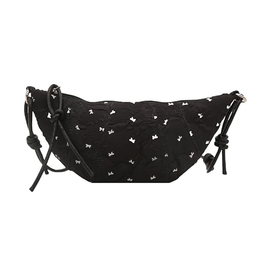 AMZLORD Casual Recond Bag Bowknot Print Nylon Crossbody Bag Stickbeutel (schwarz) von AMZLORD