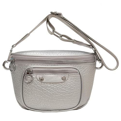 AMZLORD Damen Fanny Waistpack PU-Leder Umhängetasche Multi-Reißverschluss Verstellbarer Schultergurt Mehrere Taschen Multifunktionale Damen-Umhängetasche von AMZLORD