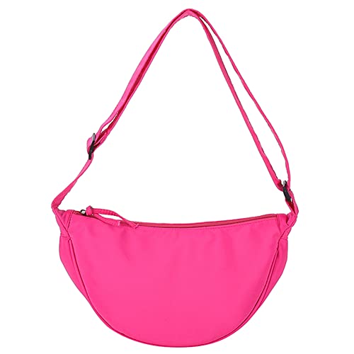 AMZLORD Damen Halbmond Crossbody Schultertasche, Vintage Umhängetasche Damen Handtasche, Einfarbige Tragbare Halbmond-Tasche Umhängetasche mit verstellbarer Schultergurt - Rosa von AMZLORD