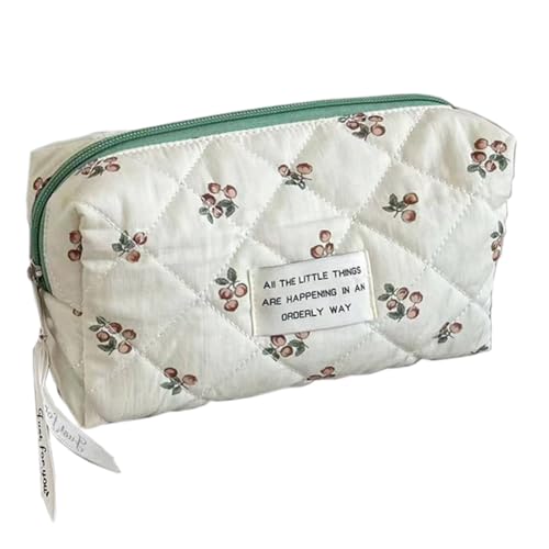 AMZLORD Damen-Kosmetiktasche mit Blumenmuster, Bedruckt, Baumwolle, gepolstert, Organizer-Tasche, großes Fassungsvermögen, Reißverschluss, Reisetasche for weibliche Babys von AMZLORD