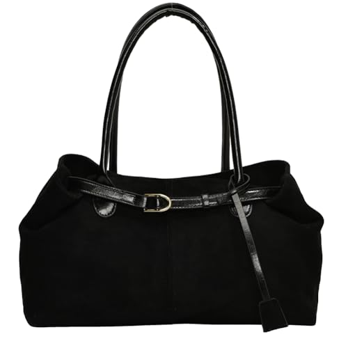 AMZLORD Damen PU Casual Tote Handtasche Große Kapazität Stilvolle Schultertasche Einfarbig Einfache Pendlertasche Trendige Arbeitstasche von AMZLORD