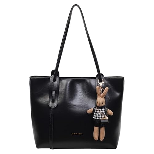 AMZLORD Damen PU Leder -Einkaufstasche Große Umhängetasche for Arbeit und Reisen (schwarz) von AMZLORD