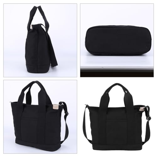 AMZLORD Damen-Tragetasche aus Segeltuch, leicht, mit mehreren Taschen, Reise- und Urlaubstasche (schwarz) von AMZLORD