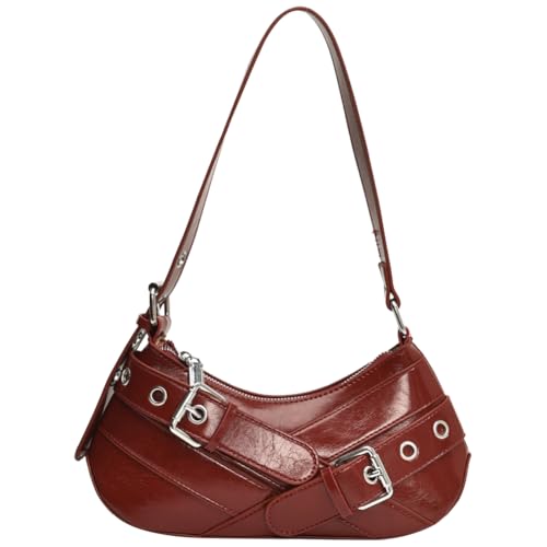 AMZLORD Damen-Umhängetasche aus PU-Leder Punk-Umhängetasche Y2K-Umhängetasche Clutch mit Reißverschluss verstellbarer Riemen Achseltasche for Urlaub Reisen Pendeln von AMZLORD