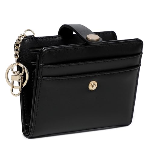 AMZLORD Doppelfalt -Kreditkarten -Brieftasche mit Reißverschluss Kleiner Frauen Brieftasche for Frauen (schwarz) von AMZLORD