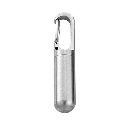 AMZLORD Edelstahl Pillendose Schlüsselanhänger, Wasserdicht Metall Pillendose Klein für Unterwegs, Mini Tablettendose Tablettenbox Flaschenhalter Medikamentendose Notfallset - Mini von AMZLORD