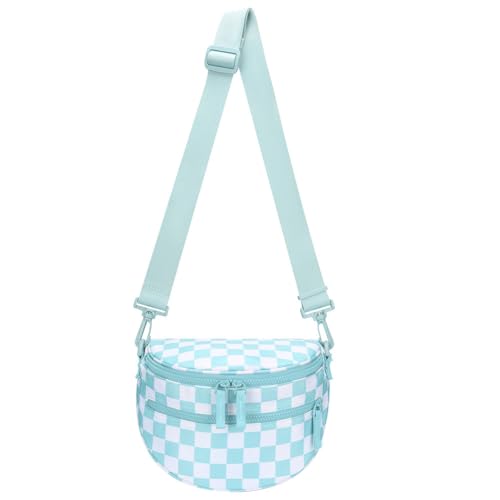 AMZLORD Fanny Pack mit verstellbarem Gurtspum -Beutel -Sling -Beutel for Frauen (Eisblau kariert) von AMZLORD