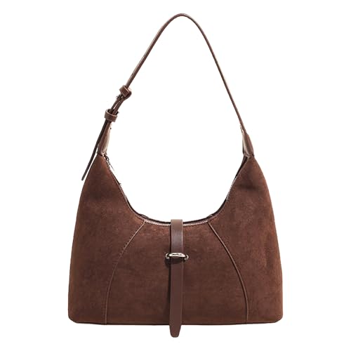 AMZLORD Faux Wildleder Crossbody Bag Trendy Frosted Handtasche Vintage Umhängetasche (Kaffee) von AMZLORD