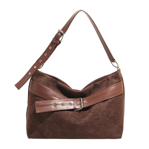 AMZLORD Faux Wildleder -Gürtelschnalle -Umhängetasche mit Reißverschluss for Reiseeinkaufsarbeit (Kaffee) von AMZLORD