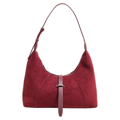 AMZLORD Faux Wildleder Retro Crossbody Bag Trendy Frosted Handtasche Vintage -Umhängetasche (rot) von AMZLORD