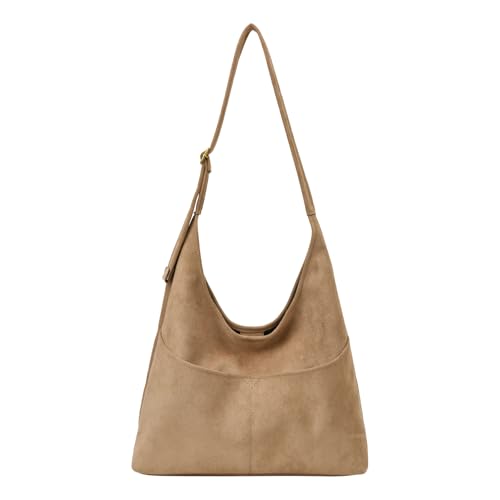 AMZLORD Faux Wildleder Umhängetasche große Kapazität Unterarmbeutel Arbeit TOTE Handtasche (Khaki) von AMZLORD