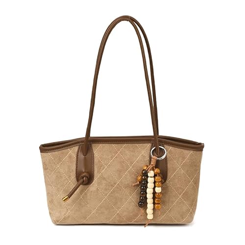 AMZLORD Faux Wildleder -Umhängetasche mit Anhänger for die Reiseschule täglich (Khaki) von AMZLORD