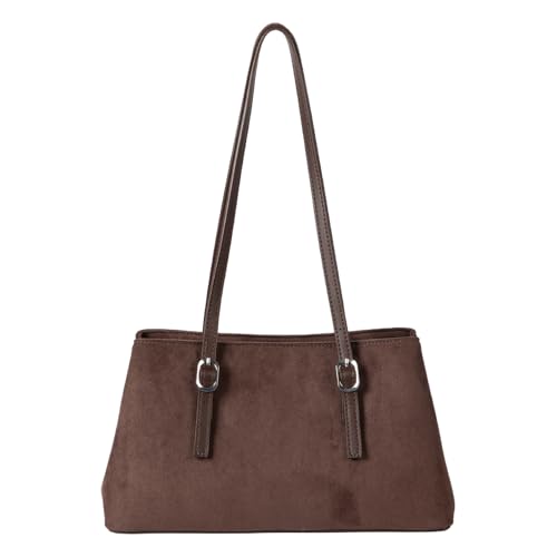 AMZLORD Faux Wildleder -Umhängetaschen Retro -Pendlertasche große Handtasche for Frauen (Kaffee) von AMZLORD