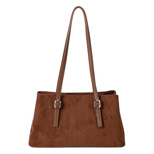AMZLORD Faux Wildleder -Umhängetaschen Retro -Pendlertasche große Handtasche for Frauen (braun) von AMZLORD