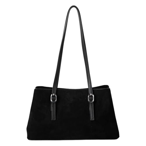 AMZLORD Faux Wildleder -Umhängetaschen Retro -Pendlertasche große Handtasche for Frauen (schwarz) von AMZLORD