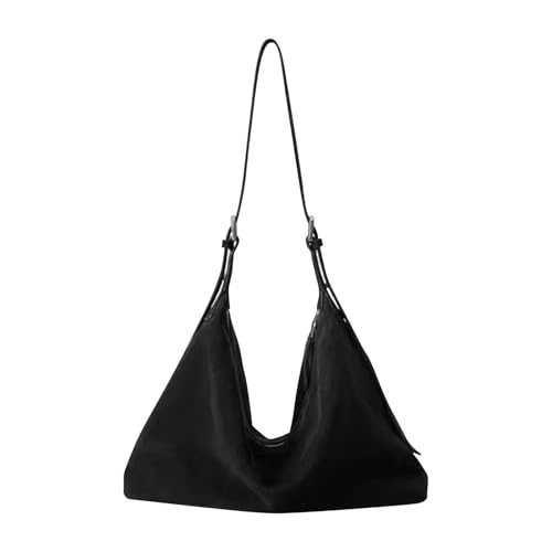 AMZLORD Feste Farbe Einfacher Umhängetasche mit Reißverschluss for Frauen Mädchen Arbeitsschule (schwarz) von AMZLORD