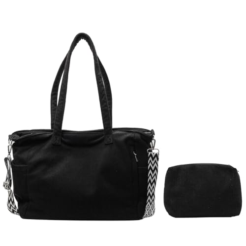AMZLORD Frauen Cord Caderoy Casual Bag große Kapazitätsbeutel for Studenten (Schwarz) von AMZLORD