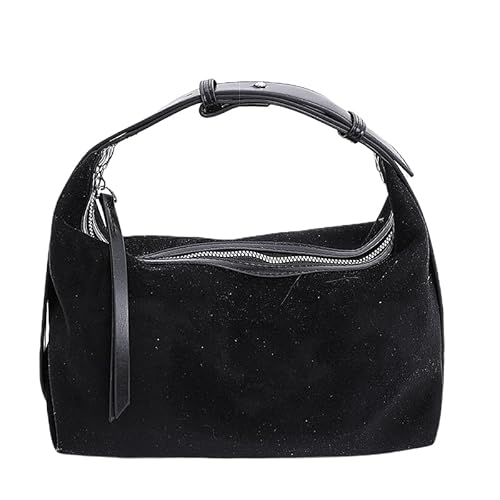 AMZLORD Frauen Faux Wildleder Crossbody Bag verstellbare Handtasche for Arbeitsreisen (schwarz) von AMZLORD