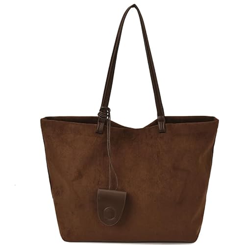 AMZLORD Frauen Faux Wildleder -Einkaufstaschen gemütliche Umhängetasche for Arbeitsreisen (Kaffee) von AMZLORD