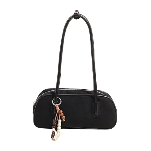 AMZLORD Frauen Faux Wildleder Retro Handtasche Vielseitige Umhängetasche for Reisen (schwarz) von AMZLORD