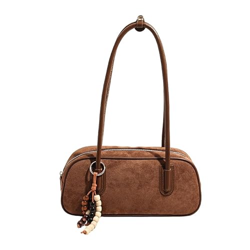 AMZLORD Frauen Faux Wildleder Retro Handtasche Vielseitige Umhängetasche for die Reise (hellbraun) von AMZLORD