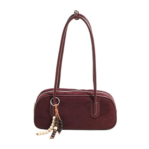 AMZLORD Frauen Faux Wildleder Retro Handtasche vielseitige Umhängetasche for Reisen (rot) von AMZLORD