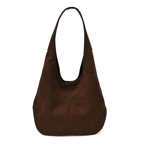 AMZLORD Frauen Faux Wildleder Umhängetasche Hohlauslehre Designhandtasche for die Arbeit täglich (Kaffee) von AMZLORD