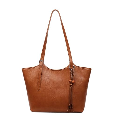 AMZLORD Frauen Feste Farbe PU -TOTEBABE große Kapazität Handtasche for Reisearbeiten (hellbraun) von AMZLORD
