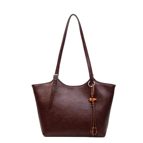 AMZLORD Frauen Feste Farbe PU -Tasche große Kapazität Handtaschen for Reisearbeit (Kaffee) von AMZLORD