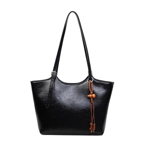 AMZLORD Frauen Feste Farbe PU -Tasche große Kapazität Handtaschen for Reisearbeiten (schwarz) von AMZLORD