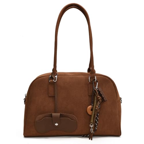 AMZLORD Frauen -Leder -Umhängetasche mit Anhänger -Top -Grifftasche for den täglichen Gebrauch (Kaffee) von AMZLORD