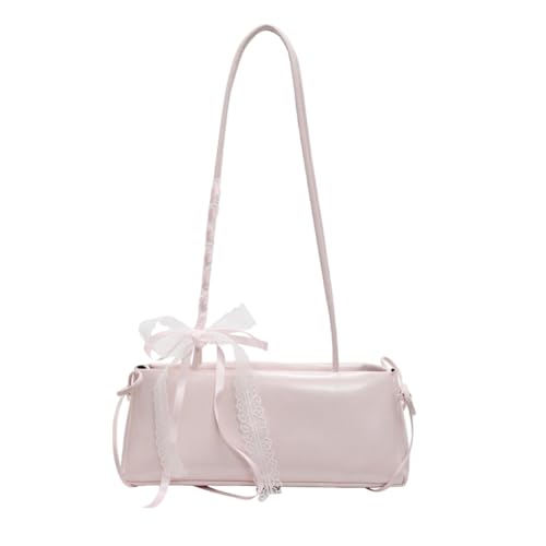 AMZLORD Frauen Leder -Umhängetasche mit Fliege Handtasche for den täglichen Gebrauch (rosa) von AMZLORD