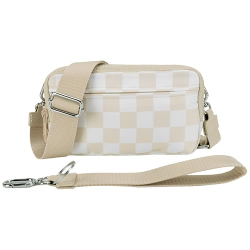 AMZLORD Frauen Nylon Chest Bag Cheperboard Taillenbeutel wasserdichte Crossbody Bag (Beige) von AMZLORD