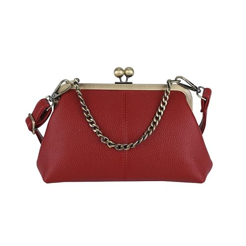 AMZLORD Frauen PU KISS LOCK CLUTCH ANSICHT STYLISH Handtasche Elegante Partytasche (rot) von AMZLORD