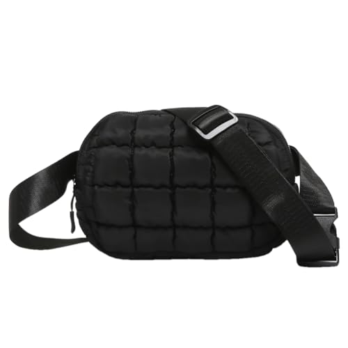 AMZLORD Frauen Puffy Schulter Tasche Reißverschluss Polsterung Fanny Pack Einfarbig Plaid Stepp Sling Tasche Weibliche Pendeln Tasche von AMZLORD