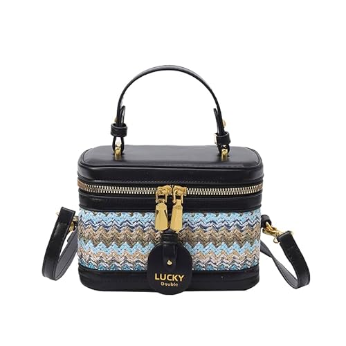 AMZLORD Frauen Stroh Umhängetasche große Kapazitätsbeutel PU Lederhandtasche (blau) von AMZLORD