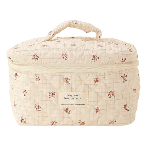AMZLORD Frauen ästhetische Toilettenbetreuung gedruckte Baumwollbund -Make -up -Handtasche große Kapazität Reißverschluss Schließung Mädchen tägliche Handtasche von AMZLORD