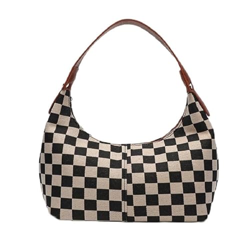 AMZLORD Frauen karierte Hobo -Handtasche mit silbernen Reißverschluss -Tasche for Arbeitsreisen (braun) von AMZLORD