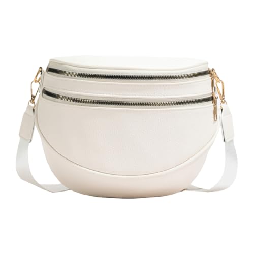 AMZLORD Geräumige Pennerbeutel mit breitem -PU -Leder -Umhängetasche for Frauen (weiß) von AMZLORD