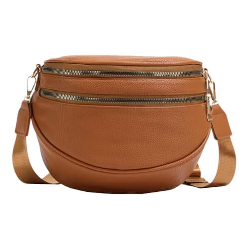 AMZLORD Geräumige Pennerbeutel mit breiter -PU -Leder -Umhängetasche for Frauen (braun) von AMZLORD