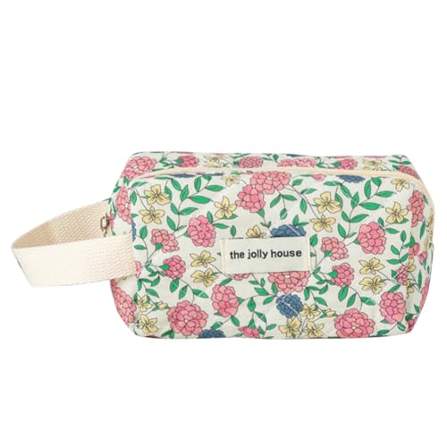 AMZLORD Gesteppte Makeup Tasche for Damen Blumen Kosmetiktasche Reise Kulturbeutel ästhetische Makeup Organizer Tasche große Kapazität kokette Makeup Tasche Makeup Aufbewahrungstasche von AMZLORD