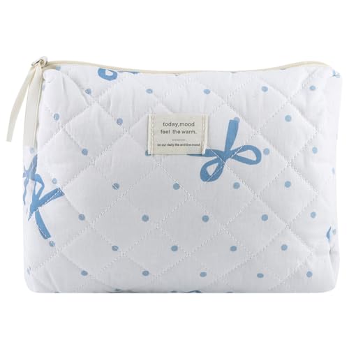 AMZLORD Gesteppte Reise-Make-up-Tasche, niedliche Schleife, Make-up-Organizer, Aufbewahrungstasche, Kosmetik-Organizer for Frauen, täglicher Gebrauch und Reisen von AMZLORD