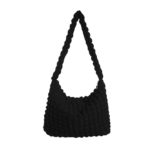 AMZLORD Gesteppte Tasche,Gesteppte Handtasche Daunentasche Gesteppte Tragetasche für Damen Einfarbig Schultertasche, Große Kapazität Umhängetasche Damen mit Reißverschluss - Schwarz von AMZLORD