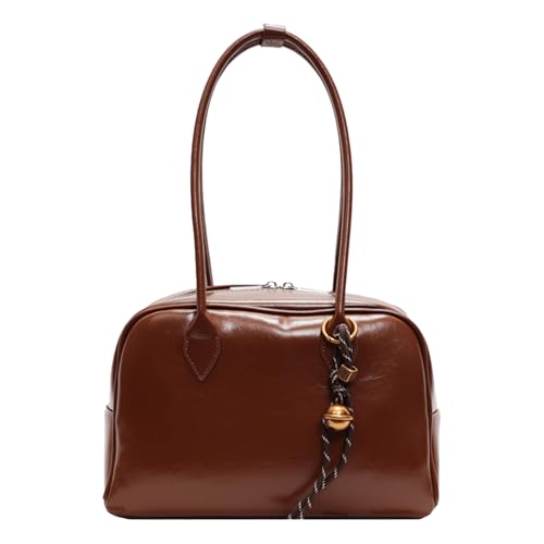 AMZLORD Großkapazität Handtasche mit Reißverschluss -PU -Leder -Umhängetasche for Mädchen (braun) von AMZLORD