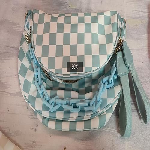 AMZLORD Karierte Crossbody -Penner -Taschen for Frauen mit Ketten -Achsel -Taschen (blau) von AMZLORD