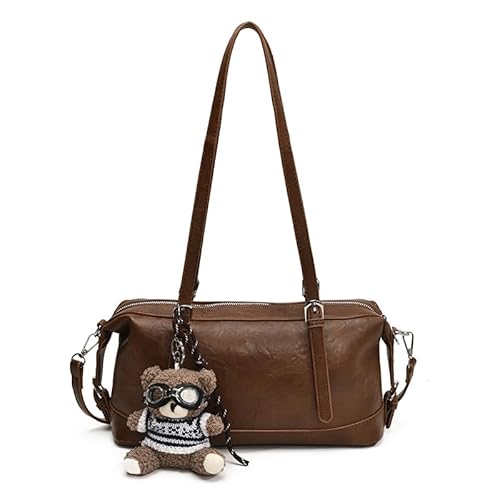 AMZLORD Kissenbeutel PU Vintage Tasche Trendy Schulterhandtaschen for Frauen Mädchen (braun) von AMZLORD