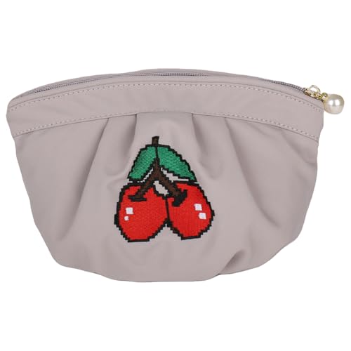 AMZLORD Kleine Make-up-Tasche, Kirschen-Stickerei, Reise-Kosmetiktasche mit Reißverschluss, Make-up-Organizer-Tasche for Damen, Reiseutensilien von AMZLORD
